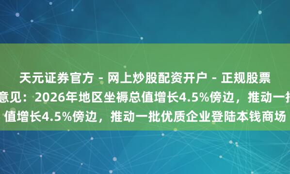 天元证券官方 - 网上炒股配资开户 - 正规股票怎么杠杆注册 辽宁预期意见：2026年地区坐褥总值增长4.5%傍边，推动一批优质企业登陆本钱商场